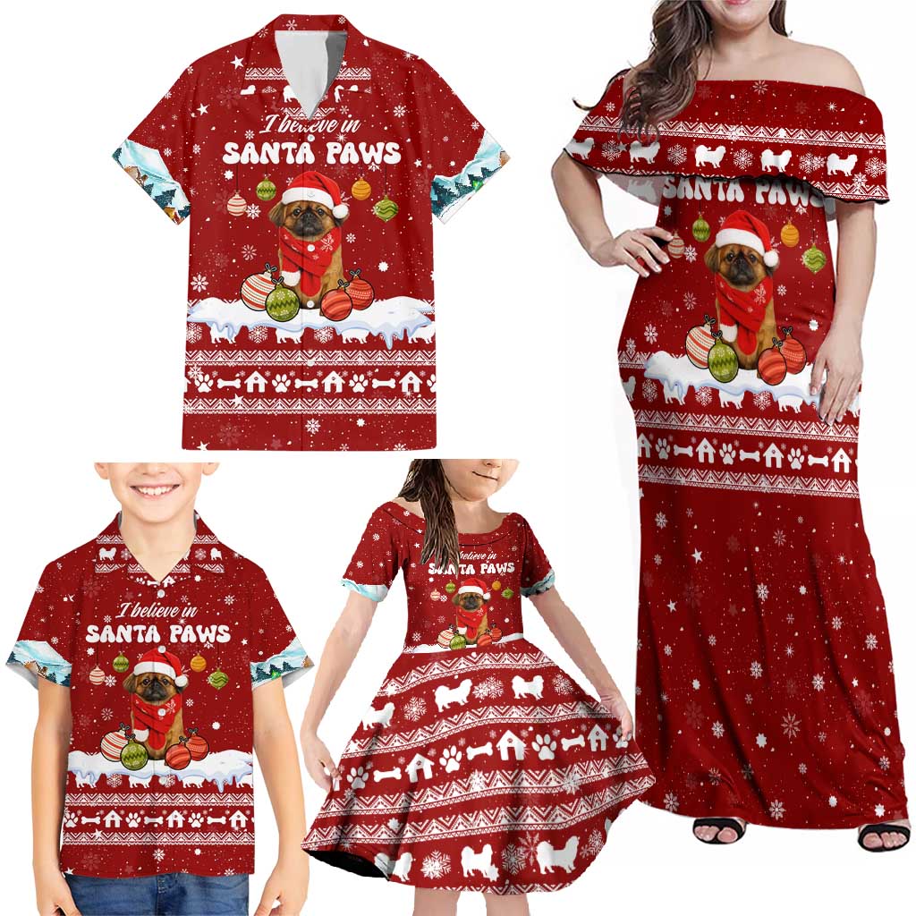 Pekingese Dog I Believe In Santa Paws Christmas Family Matching Off Shoulder Maxi Dress and Hawaiian Shirt Xmas Holiday Patterns - Wonder Print Shop