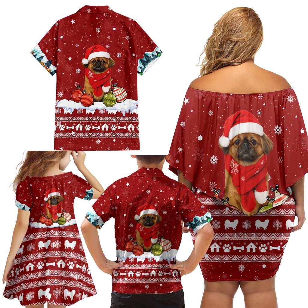 Pekingese Dog I Believe In Santa Paws Christmas Family Matching Off Shoulder Short Dress and Hawaiian Shirt Xmas Holiday Patterns - Wonder Print Shop