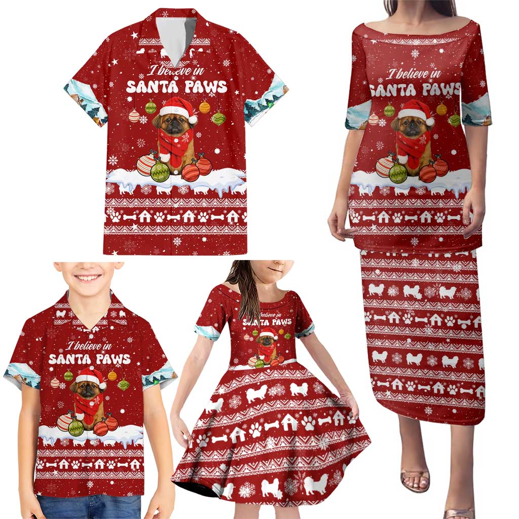 Pekingese Dog I Believe In Santa Paws Christmas Family Matching Puletasi and Hawaiian Shirt Xmas Holiday Patterns - Wonder Print Shop