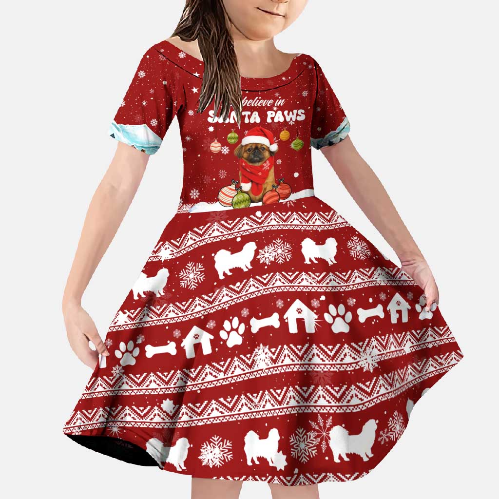 Pekingese Dog I Believe In Santa Paws Christmas Family Matching Short Sleeve Bodycon Dress and Hawaiian Shirt Xmas Holiday Patterns - Wonder Print Shop