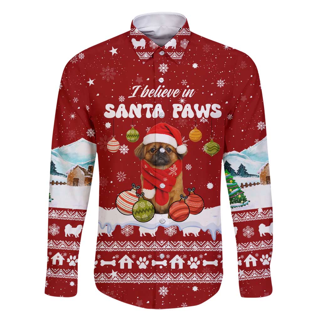 Pekingese Dog I Believe In Santa Paws Christmas Family Matching Short Sleeve Bodycon Dress and Hawaiian Shirt Xmas Holiday Patterns - Wonder Print Shop
