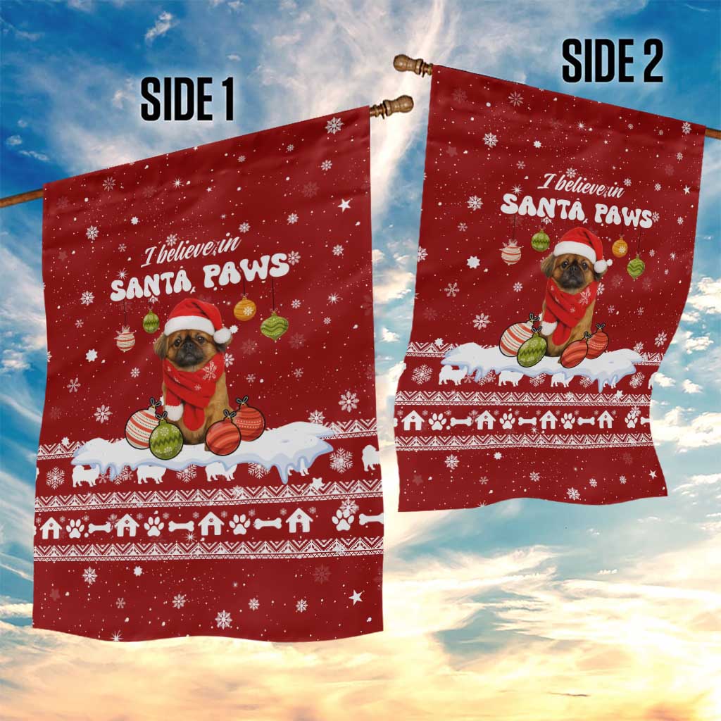 Pekingese Dog I Believe In Santa Paws Christmas Garden Flag Xmas Holiday Patterns - Wonder Print Shop