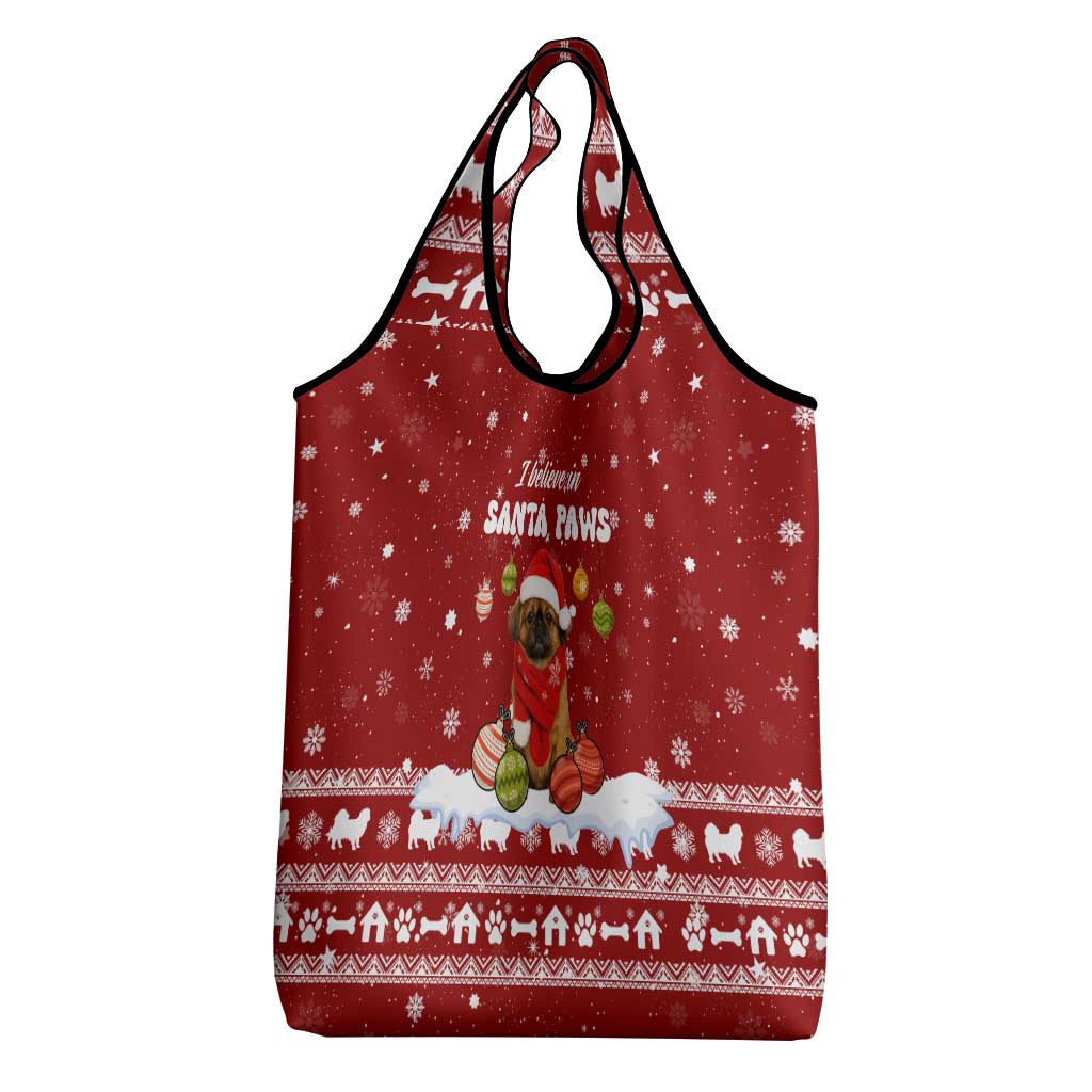 Pekingese Dog I Believe In Santa Paws Christmas Grocery Bag Xmas Holiday Patterns - Wonder Print Shop