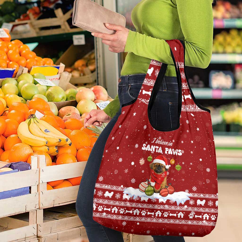 Pekingese Dog I Believe In Santa Paws Christmas Grocery Bag Xmas Holiday Patterns - Wonder Print Shop