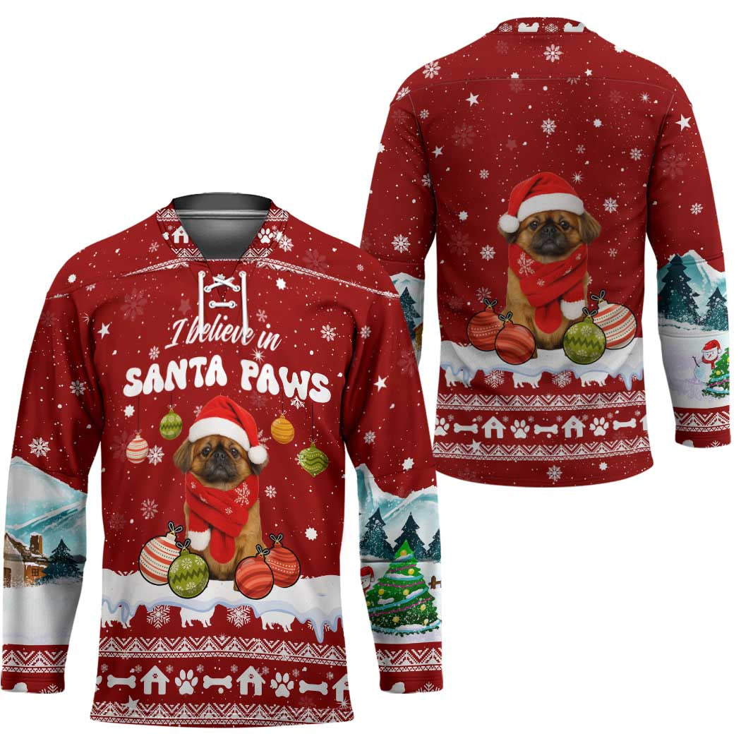 Pekingese Dog I Believe In Santa Paws Christmas Hockey Jersey Xmas Holiday Patterns - Wonder Print Shop