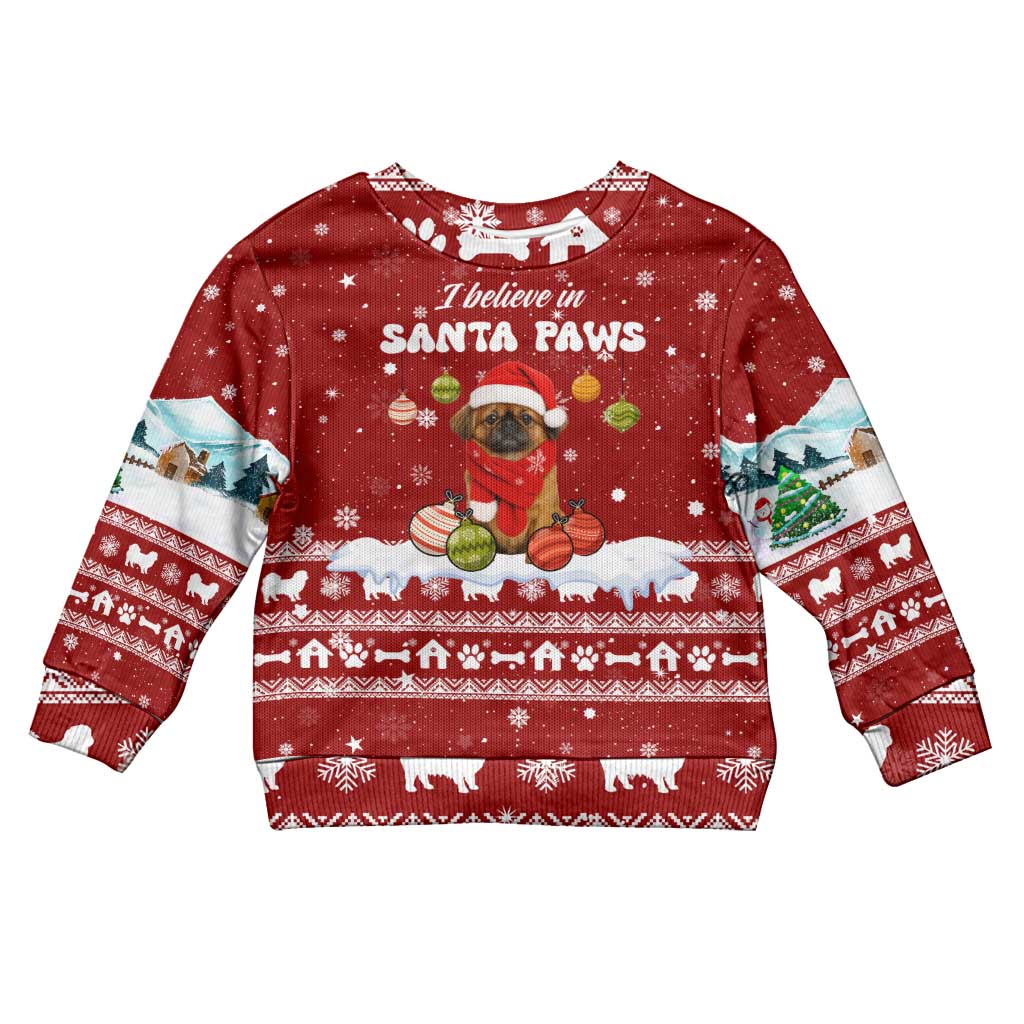 Pekingese Dog I Believe In Santa Paws Christmas Kid Ugly Christmas Sweater Xmas Holiday Patterns - Wonder Print Shop