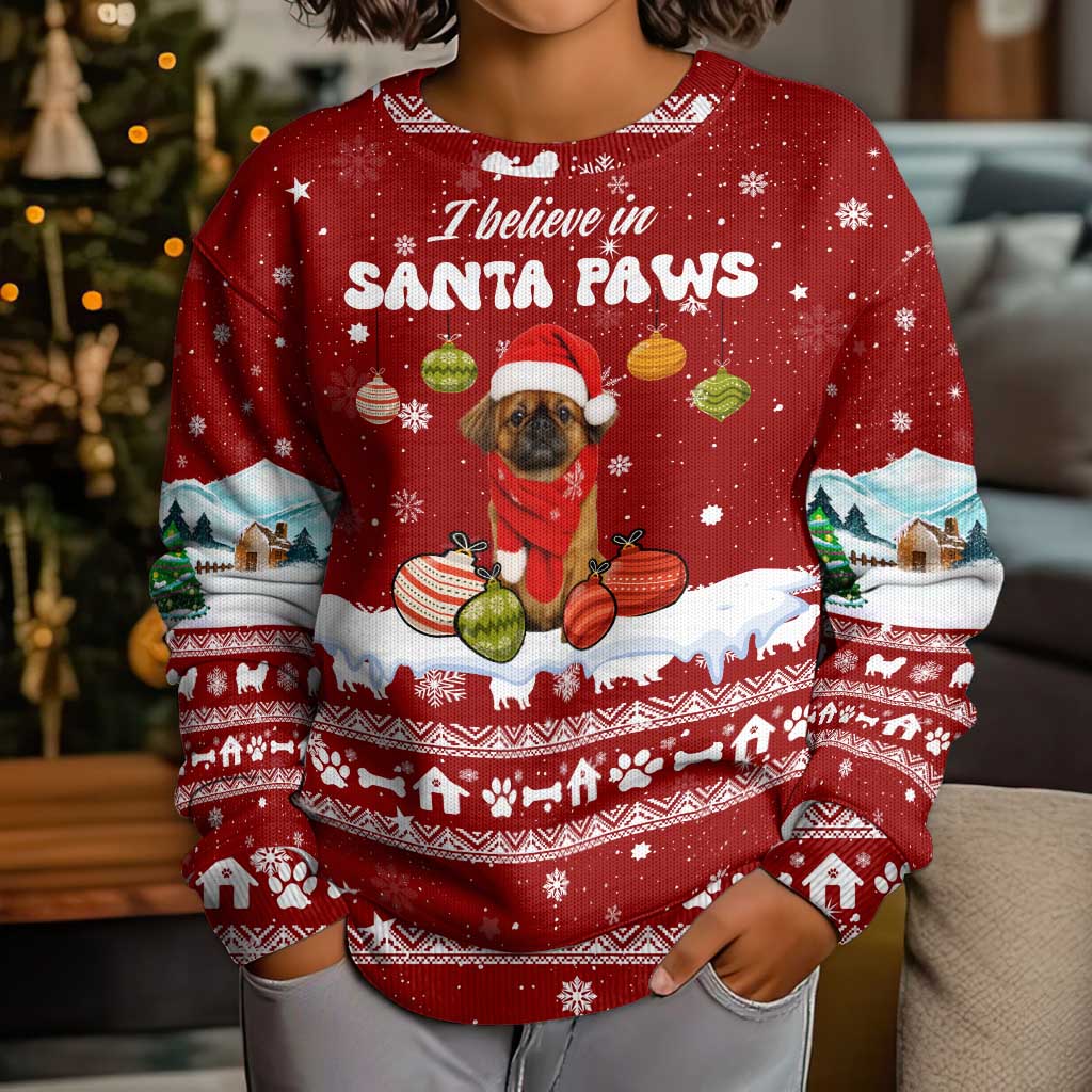 Pekingese Dog I Believe In Santa Paws Christmas Kid Ugly Christmas Sweater Xmas Holiday Patterns - Wonder Print Shop