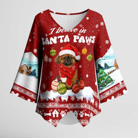 Pekingese Dog I Believe In Santa Paws Christmas Kimono Sleeve Blouse Xmas Holiday Patterns - Wonder Print Shop