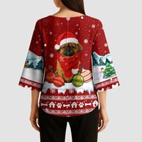 Pekingese Dog I Believe In Santa Paws Christmas Kimono Sleeve Blouse Xmas Holiday Patterns - Wonder Print Shop