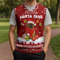 Pekingese Dog I Believe In Santa Paws Christmas Knitted V-Neck Vest Xmas Holiday Patterns - Wonder Print Shop