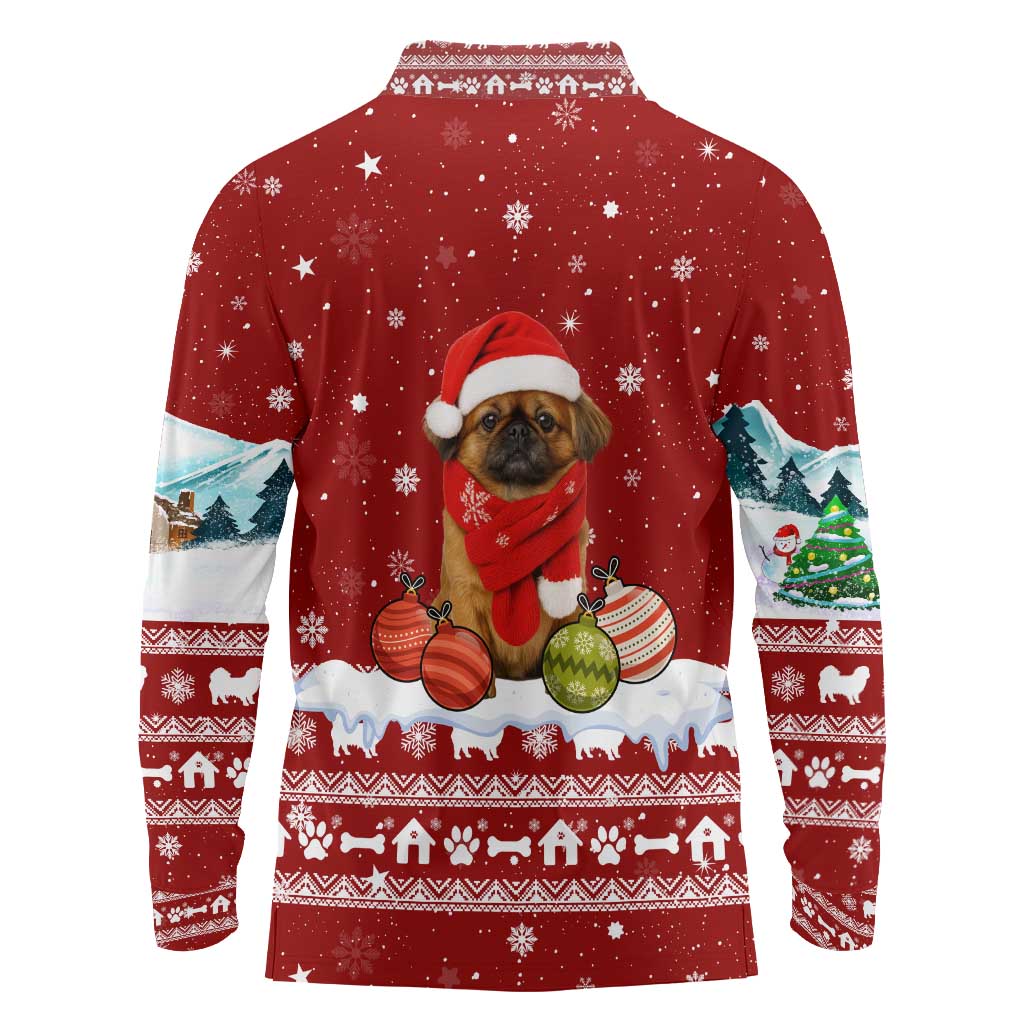 Pekingese Dog I Believe In Santa Paws Christmas Long Sleeve Polo Shirt Xmas Holiday Patterns - Wonder Print Shop