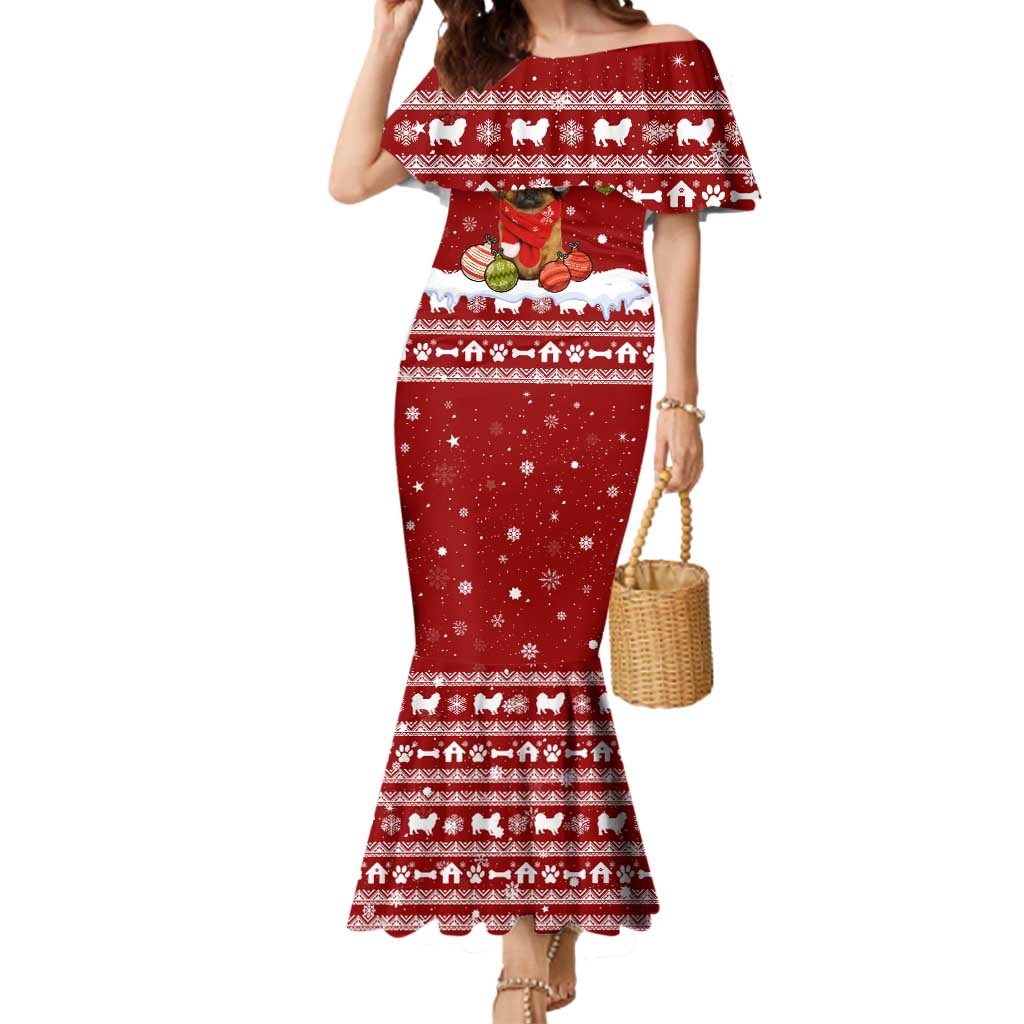 Pekingese Dog I Believe In Santa Paws Christmas Mermaid Dress Xmas Holiday Patterns - Wonder Print Shop