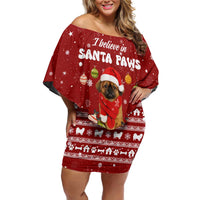 Pekingese Dog I Believe In Santa Paws Christmas Off Shoulder Short Dress Xmas Holiday Patterns - Wonder Print Shop