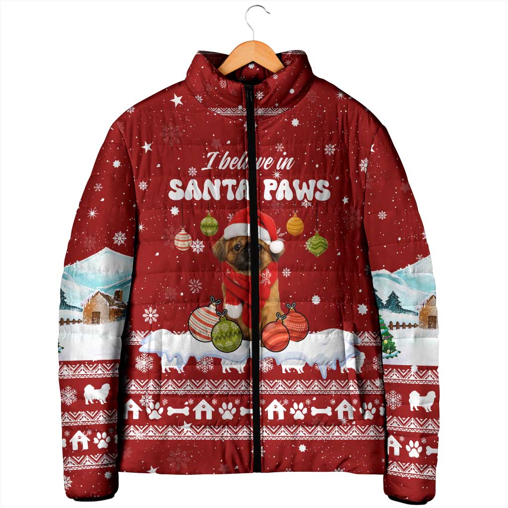 Pekingese Dog I Believe In Santa Paws Christmas Padded Jacket Xmas Holiday Patterns - Wonder Print Shop