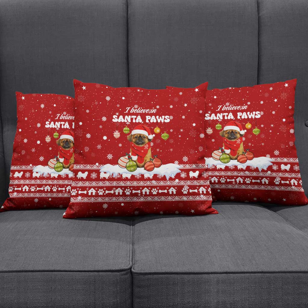 Pekingese Dog I Believe In Santa Paws Christmas Pillow Cover Xmas Holiday Patterns - Wonder Print Shop