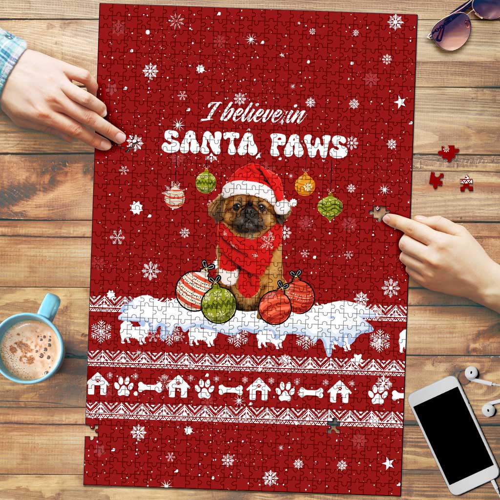 Pekingese Dog I Believe In Santa Paws Christmas Puzzle Xmas Holiday Patterns - Wonder Print Shop