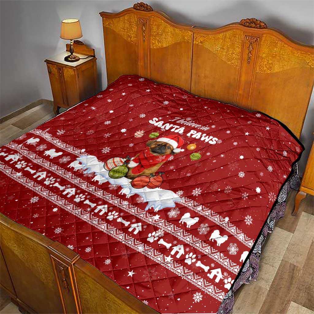 Pekingese Dog I Believe In Santa Paws Christmas Quilt Xmas Holiday Patterns - Wonder Print Shop