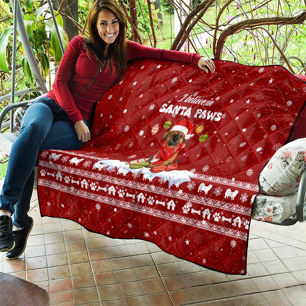 Pekingese Dog I Believe In Santa Paws Christmas Quilt Xmas Holiday Patterns - Wonder Print Shop