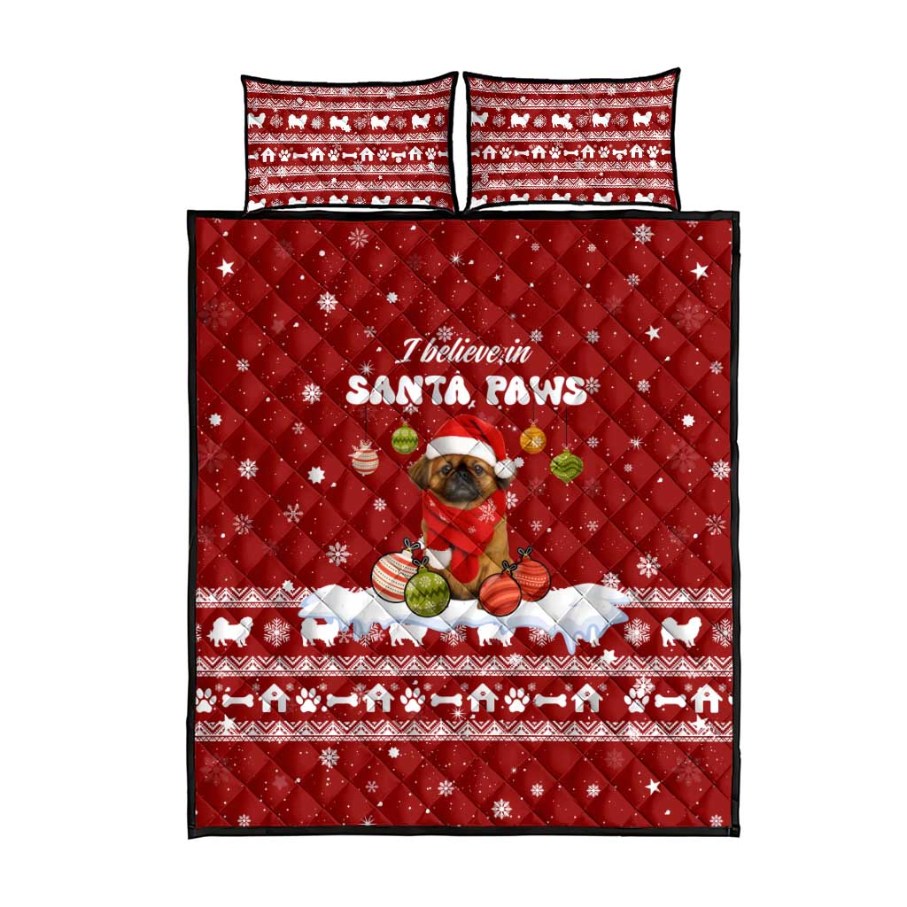 Pekingese Dog I Believe In Santa Paws Christmas Quilt Bed Set Xmas Holiday Patterns - Wonder Print Shop