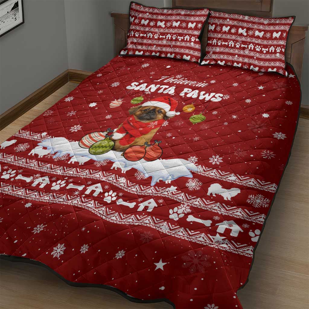 Pekingese Dog I Believe In Santa Paws Christmas Quilt Bed Set Xmas Holiday Patterns - Wonder Print Shop