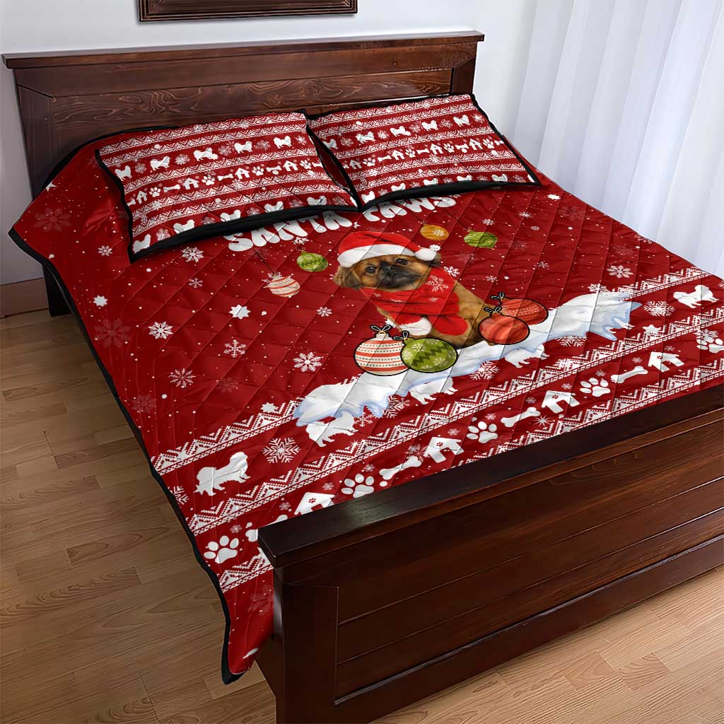 Pekingese Dog I Believe In Santa Paws Christmas Quilt Bed Set Xmas Holiday Patterns - Wonder Print Shop