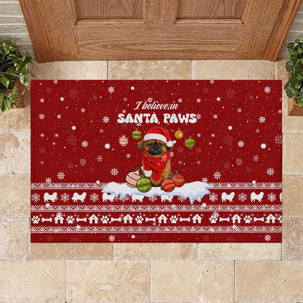 Pekingese Dog I Believe In Santa Paws Christmas Rubber Doormat Xmas Holiday Patterns - Wonder Print Shop