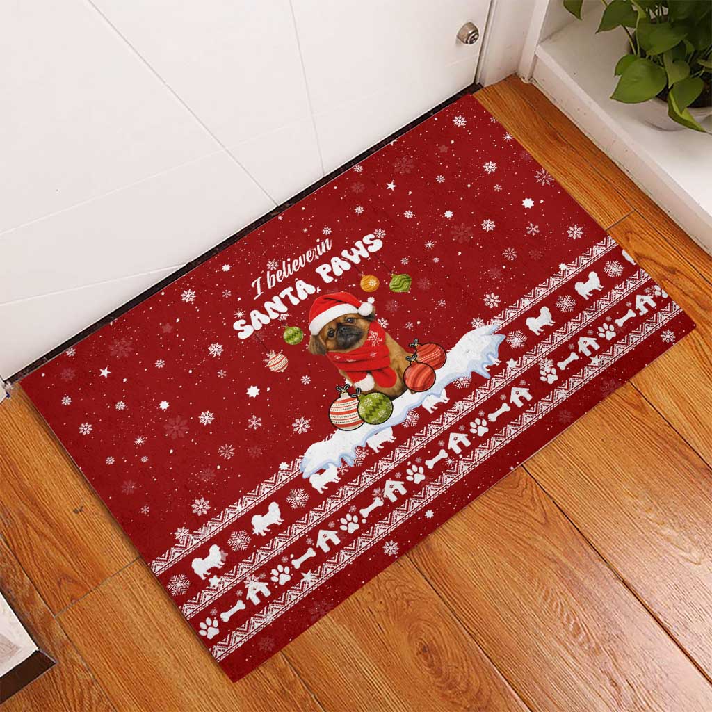 Pekingese Dog I Believe In Santa Paws Christmas Rubber Doormat Xmas Holiday Patterns - Wonder Print Shop