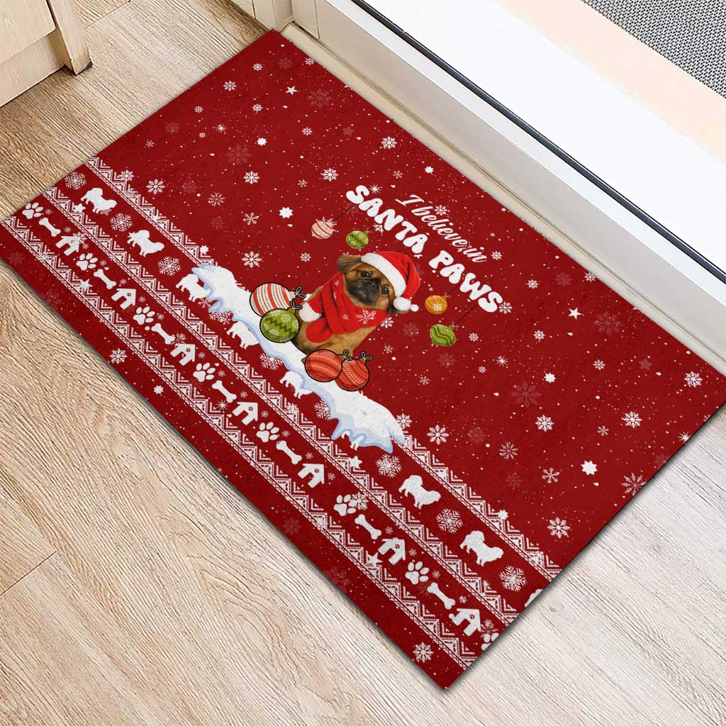 Pekingese Dog I Believe In Santa Paws Christmas Rubber Doormat Xmas Holiday Patterns - Wonder Print Shop