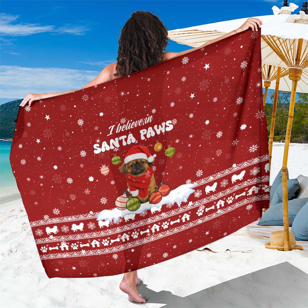 Pekingese Dog I Believe In Santa Paws Christmas Sarong Xmas Holiday Patterns - Wonder Print Shop
