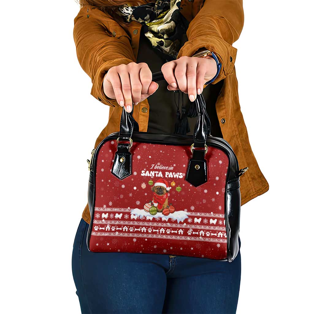 Pekingese Dog I Believe In Santa Paws Christmas Shoulder Handbag Xmas Holiday Patterns - Wonder Print Shop