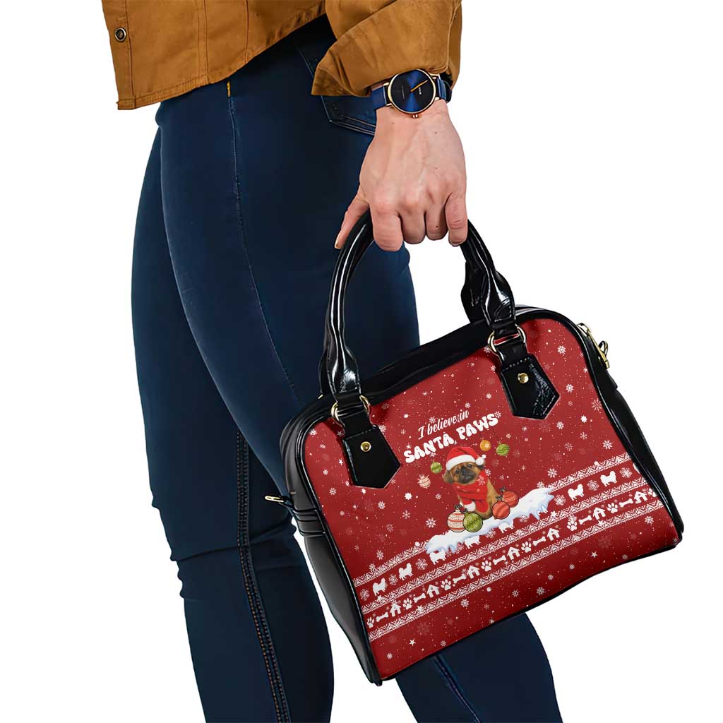 Pekingese Dog I Believe In Santa Paws Christmas Shoulder Handbag Xmas Holiday Patterns - Wonder Print Shop