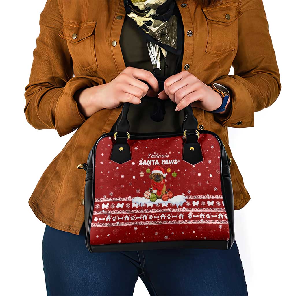 Pekingese Dog I Believe In Santa Paws Christmas Shoulder Handbag Xmas Holiday Patterns - Wonder Print Shop