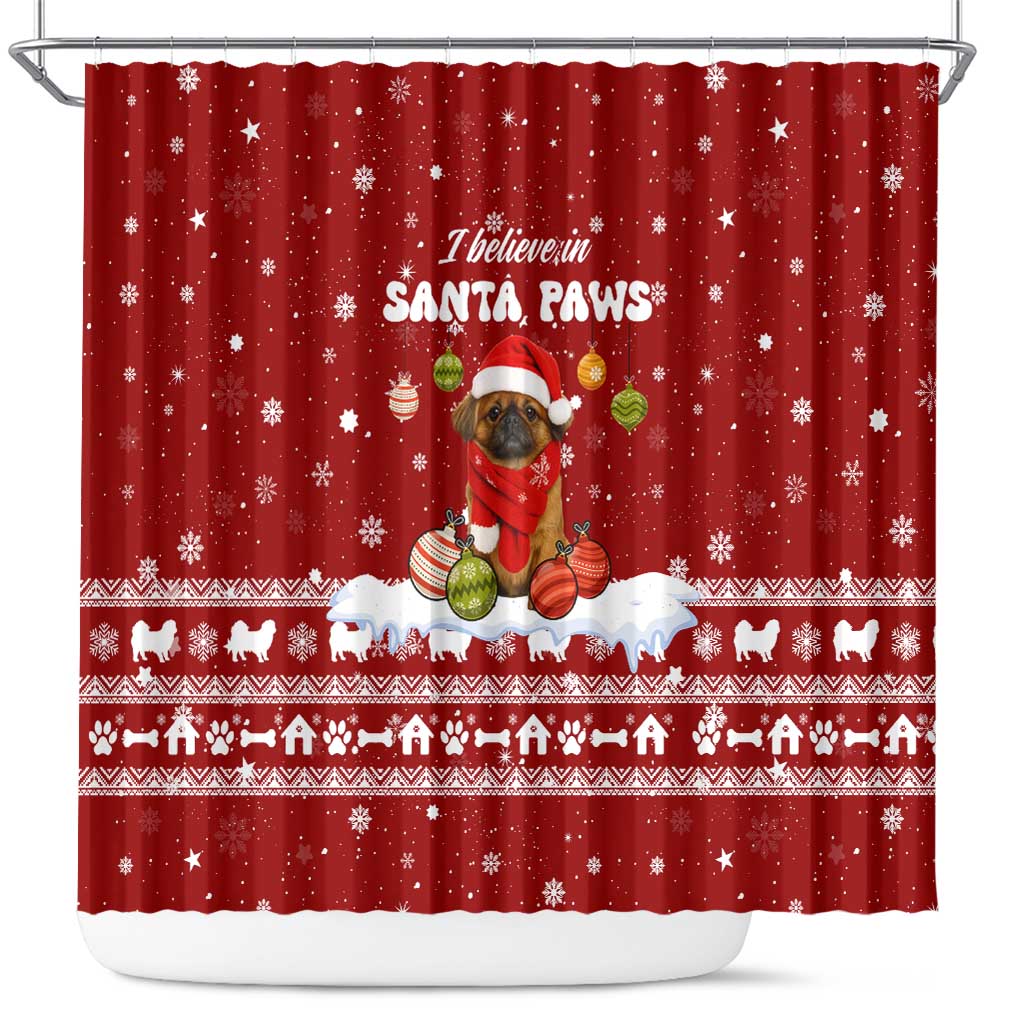 Pekingese Dog I Believe In Santa Paws Christmas Shower Curtain Xmas Holiday Patterns - Wonder Print Shop
