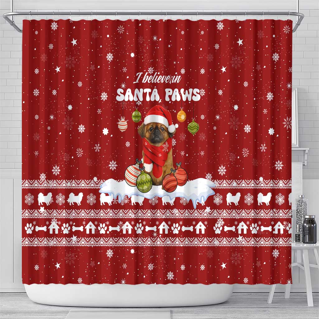 Pekingese Dog I Believe In Santa Paws Christmas Shower Curtain Xmas Holiday Patterns - Wonder Print Shop