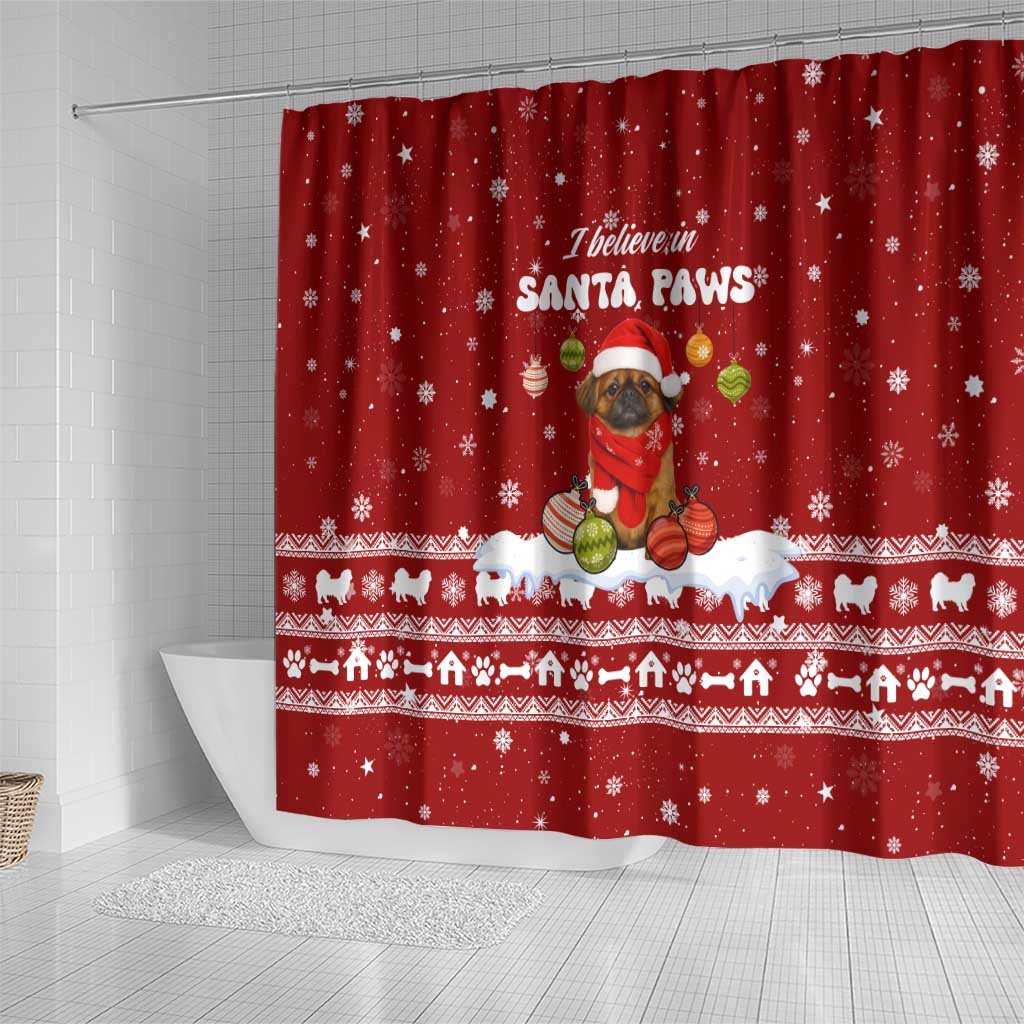 Pekingese Dog I Believe In Santa Paws Christmas Shower Curtain Xmas Holiday Patterns - Wonder Print Shop