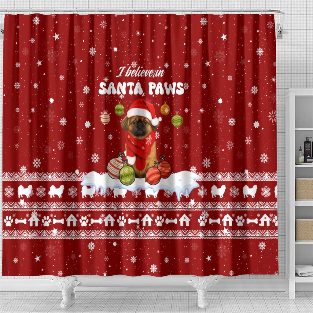 Pekingese Dog I Believe In Santa Paws Christmas Shower Curtain Xmas Holiday Patterns - Wonder Print Shop