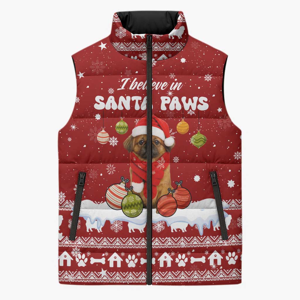 Pekingese Dog I Believe In Santa Paws Christmas Sleeveless Puffer Jacket Xmas Holiday Patterns - Wonder Print Shop