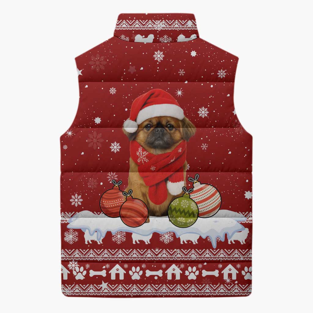 Pekingese Dog I Believe In Santa Paws Christmas Sleeveless Puffer Jacket Xmas Holiday Patterns - Wonder Print Shop