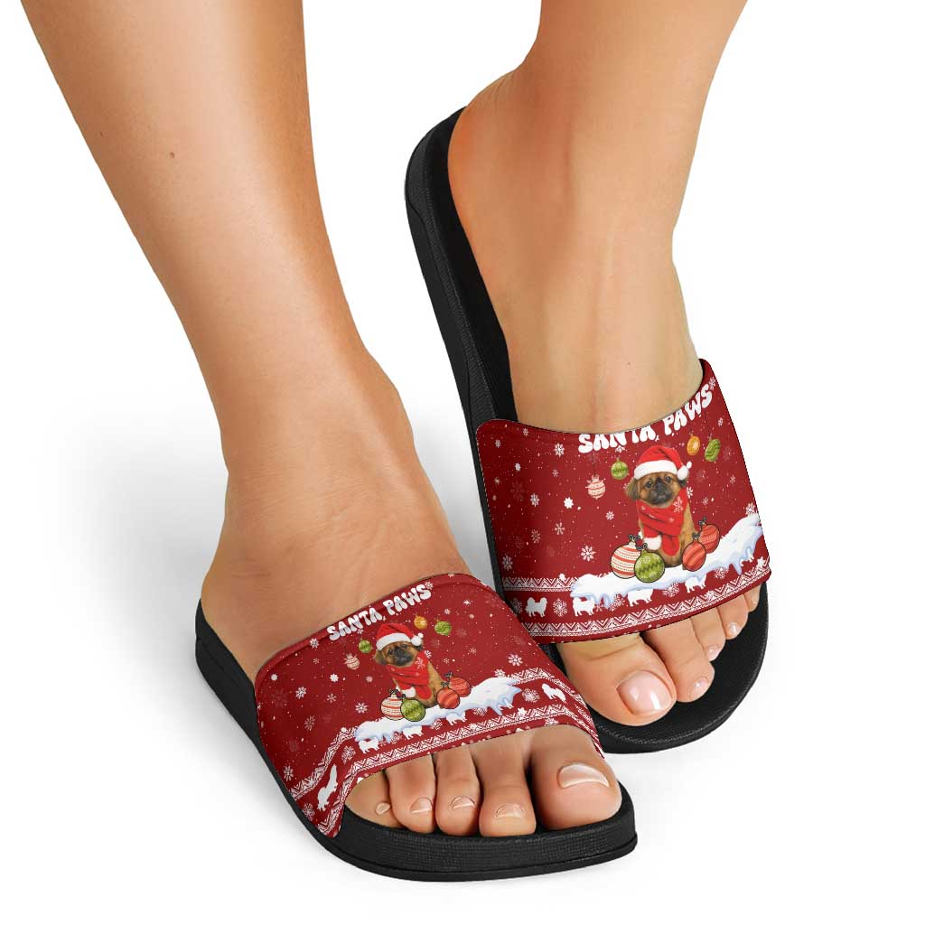 Pekingese Dog I Believe In Santa Paws Christmas Slide Sandals Xmas Holiday Patterns - Wonder Print Shop
