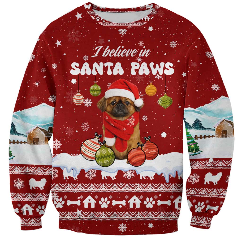 Pekingese Dog I Believe In Santa Paws Christmas Sweatshirt Xmas Holiday Patterns - Wonder Print Shop