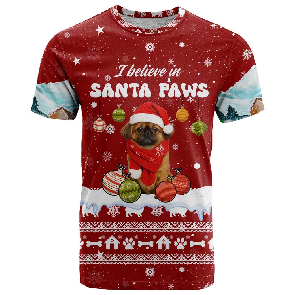 Pekingese Dog I Believe In Santa Paws Christmas T Shirt Xmas Holiday Patterns - Wonder Print Shop