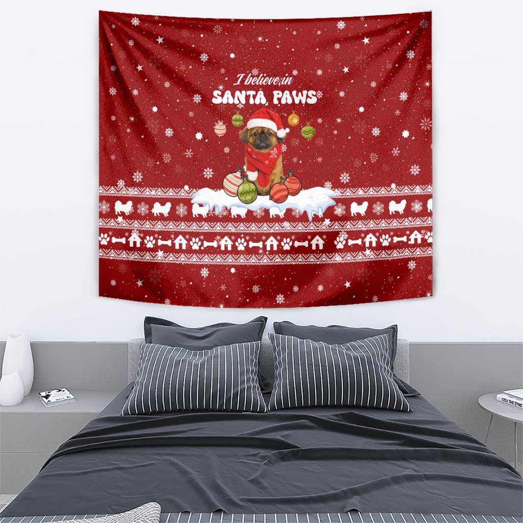Pekingese Dog I Believe In Santa Paws Christmas Tapestry Xmas Holiday Patterns - Wonder Print Shop