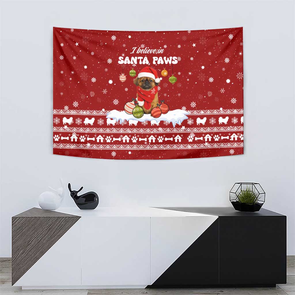 Pekingese Dog I Believe In Santa Paws Christmas Tapestry Xmas Holiday Patterns - Wonder Print Shop