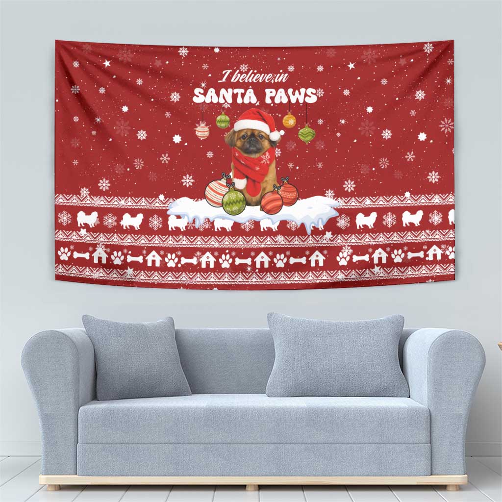 Pekingese Dog I Believe In Santa Paws Christmas Tapestry Xmas Holiday Patterns - Wonder Print Shop