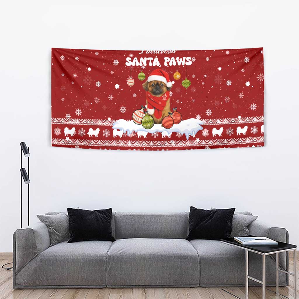 Pekingese Dog I Believe In Santa Paws Christmas Tapestry Xmas Holiday Patterns - Wonder Print Shop