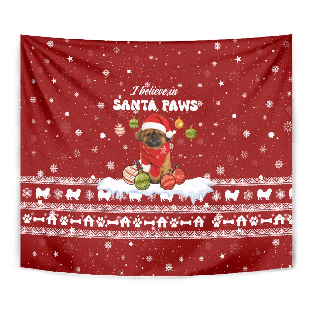 Pekingese Dog I Believe In Santa Paws Christmas Tapestry Xmas Holiday Patterns - Wonder Print Shop