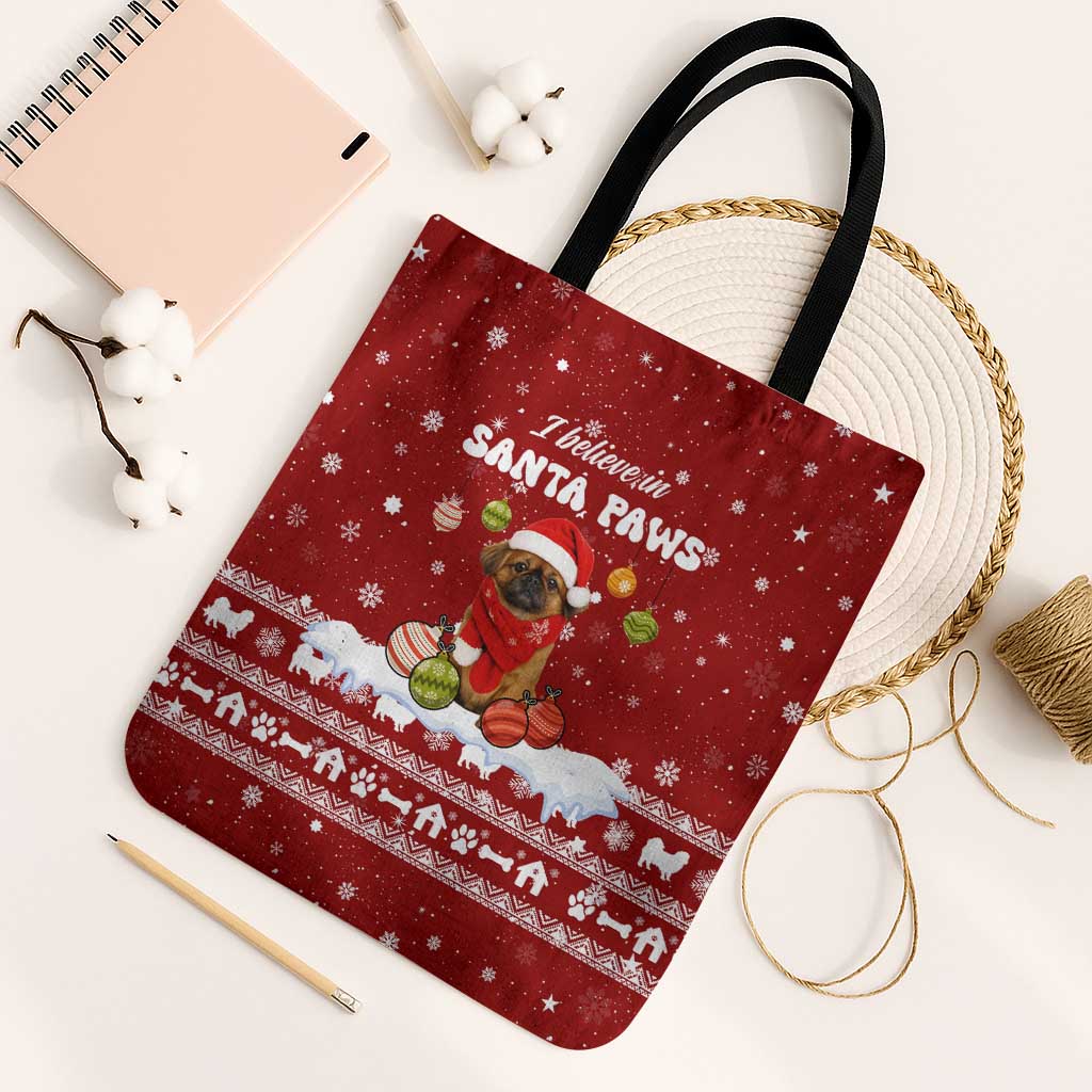 Pekingese Dog I Believe In Santa Paws Christmas Tote Bag Xmas Holiday Patterns - Wonder Print Shop