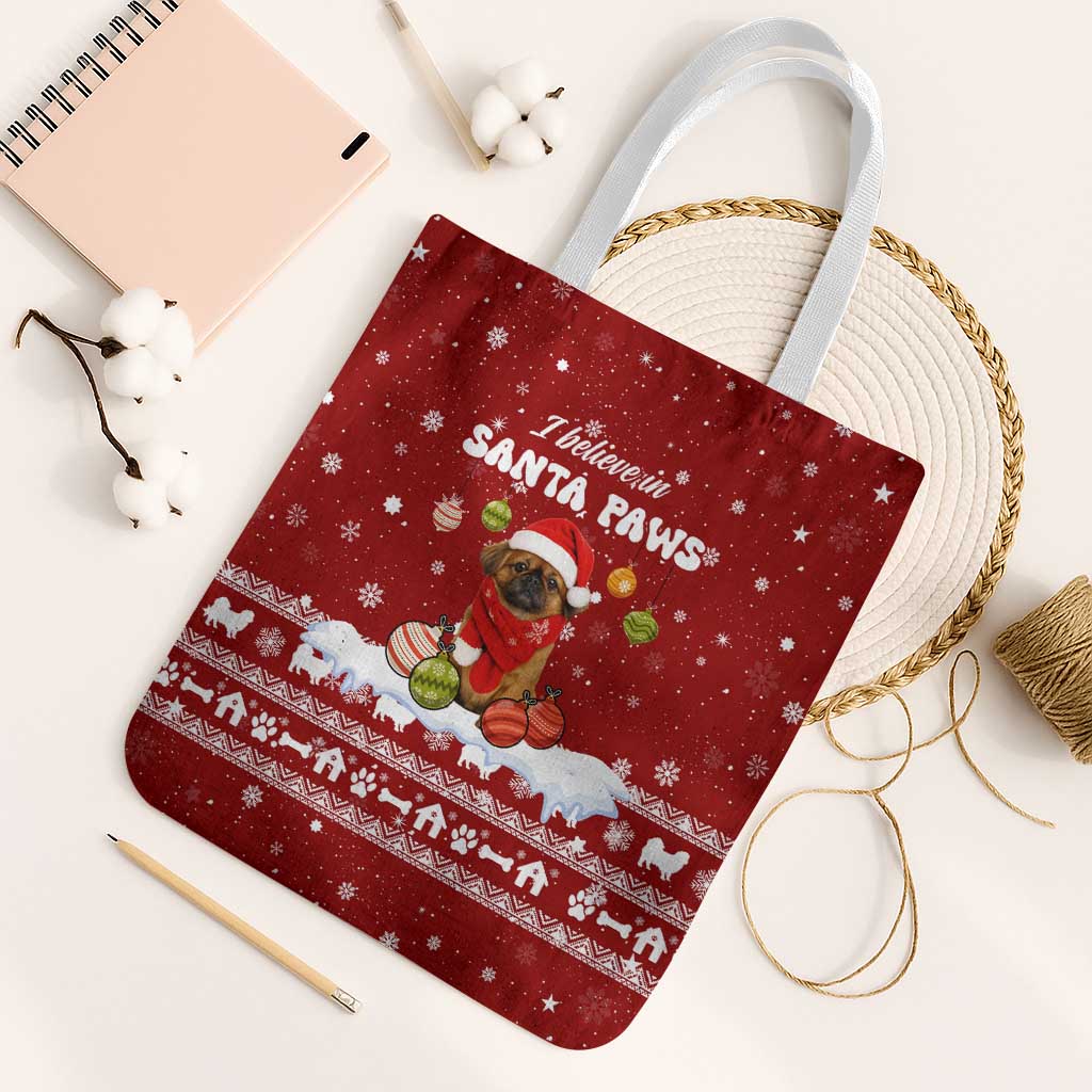 Pekingese Dog I Believe In Santa Paws Christmas Tote Bag Xmas Holiday Patterns - Wonder Print Shop
