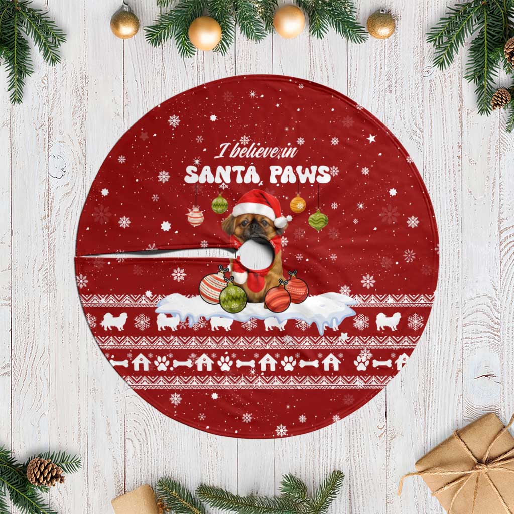Pekingese Dog I Believe In Santa Paws Christmas Tree Skirt Xmas Holiday Patterns - Wonder Print Shop