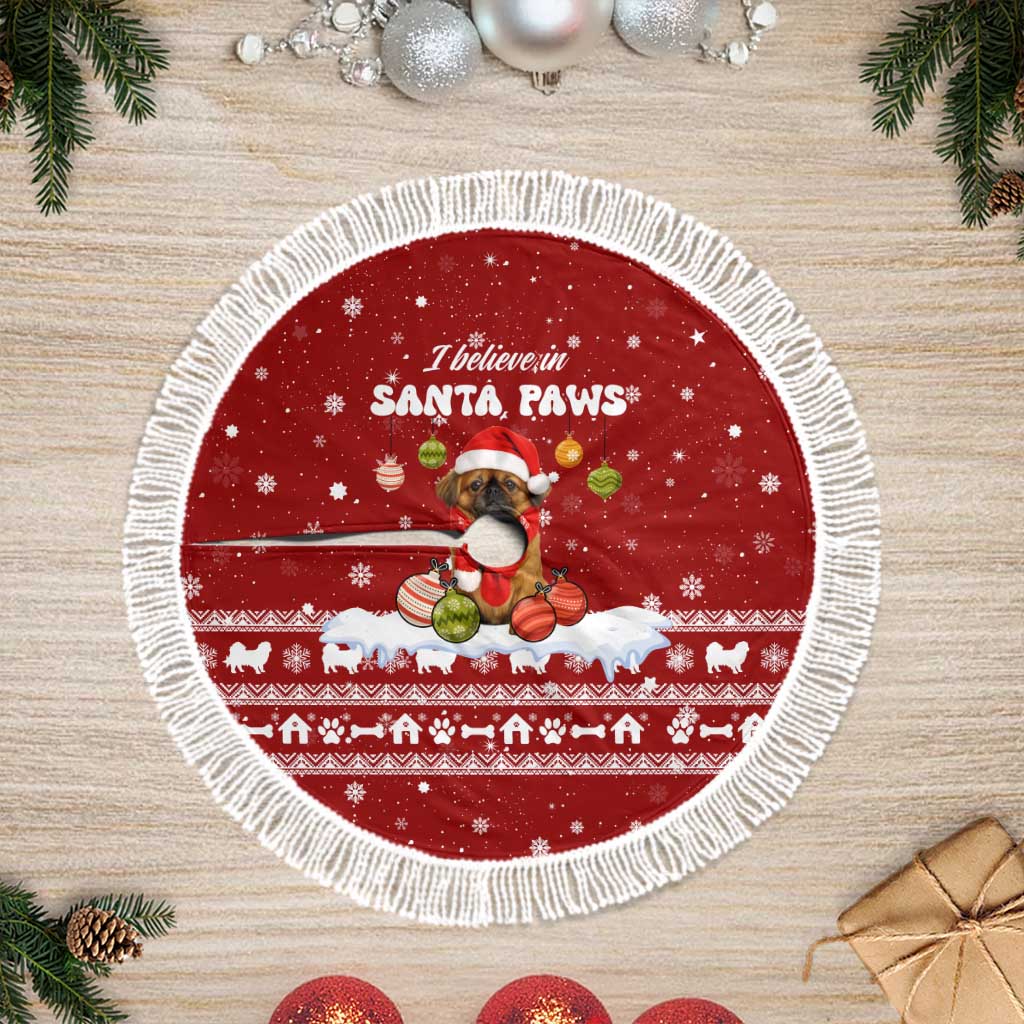 Pekingese Dog I Believe In Santa Paws Christmas Tree Skirt Xmas Holiday Patterns - Wonder Print Shop